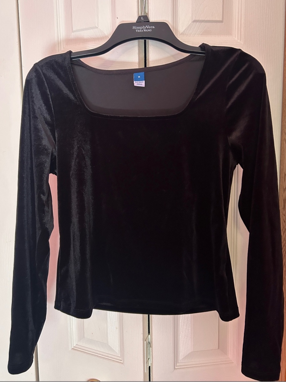 Black Velvet Long-Sleeve Top - Old Navy